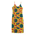 Yellow Watermelon Pieces Pattern Print Jersey Midi Cami Dress
