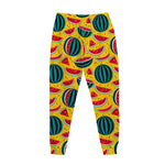 Yellow Watermelon Pieces Pattern Print Jogger Pants
