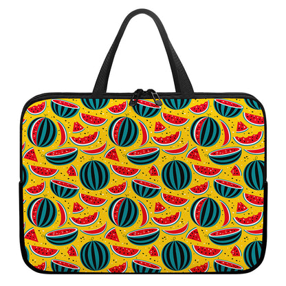 Yellow Watermelon Pieces Pattern Print Laptop Sleeve With Handle