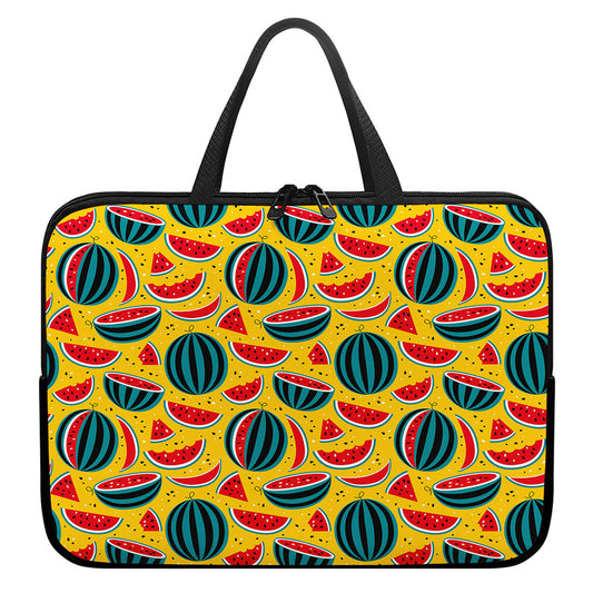 Yellow Watermelon Pieces Pattern Print Laptop Sleeve With Handle