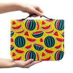 Yellow Watermelon Pieces Pattern Print Leather Bible Cover