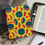 Yellow Watermelon Pieces Pattern Print Leather Bible Cover