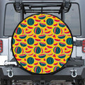 Yellow Watermelon Pieces Pattern Print Leather Spare Tire Cover