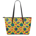 Yellow Watermelon Pieces Pattern Print Leather Tote Bag With Zipper