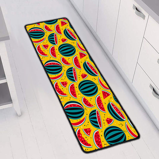 Yellow Watermelon Pieces Pattern Print Long Kitchen Mat