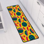 Yellow Watermelon Pieces Pattern Print Long Kitchen Mat