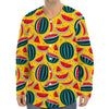 Yellow Watermelon Pieces Pattern Print Long Sleeve Baseball Jersey