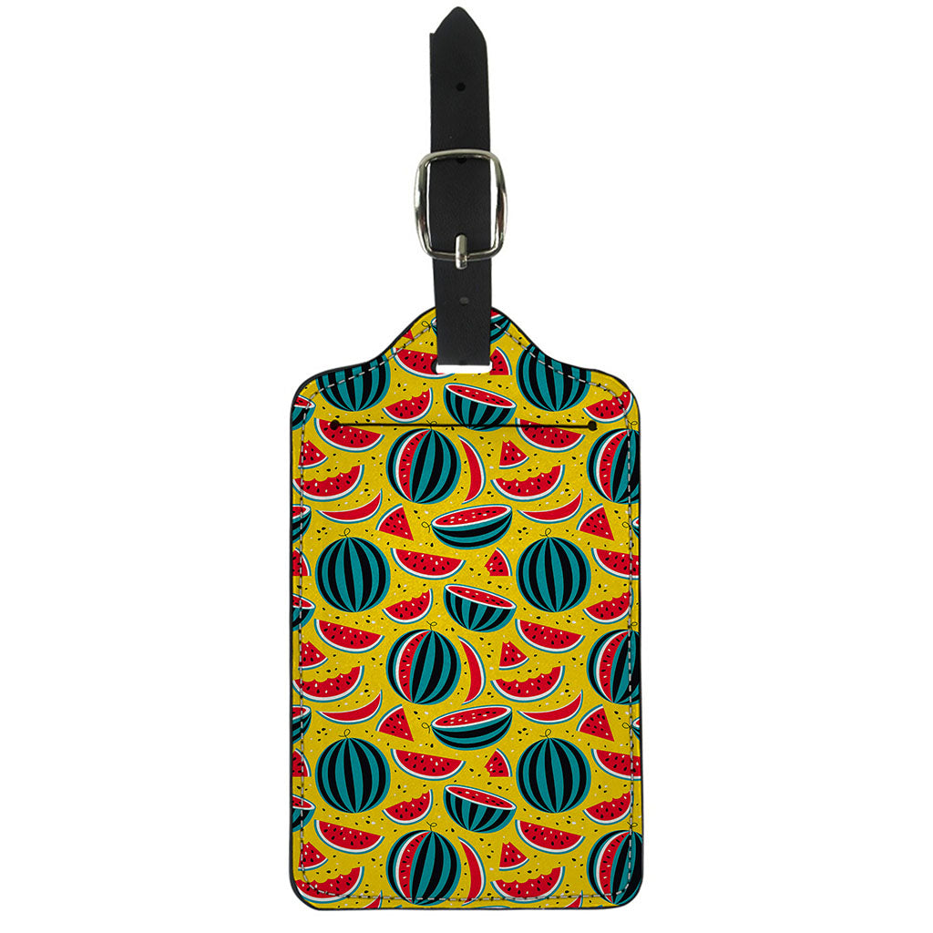 Yellow Watermelon Pieces Pattern Print Luggage Tag