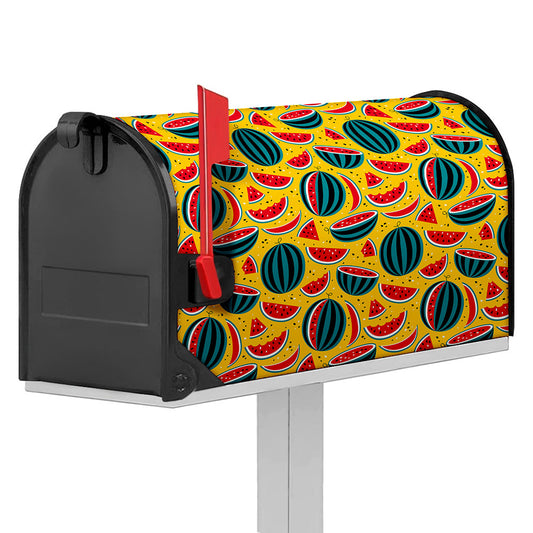 Yellow Watermelon Pieces Pattern Print Mailbox Cover