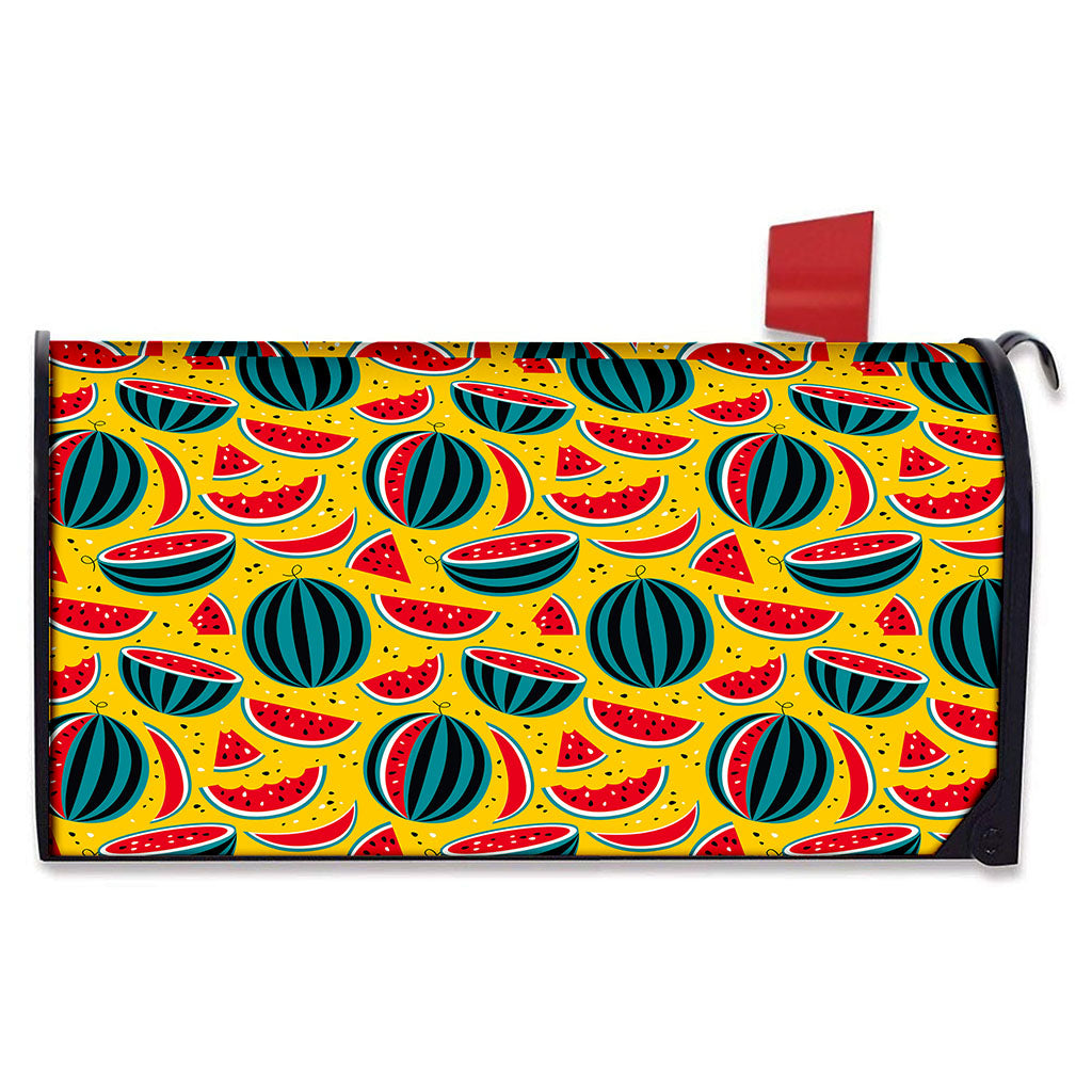 Yellow Watermelon Pieces Pattern Print Mailbox Cover