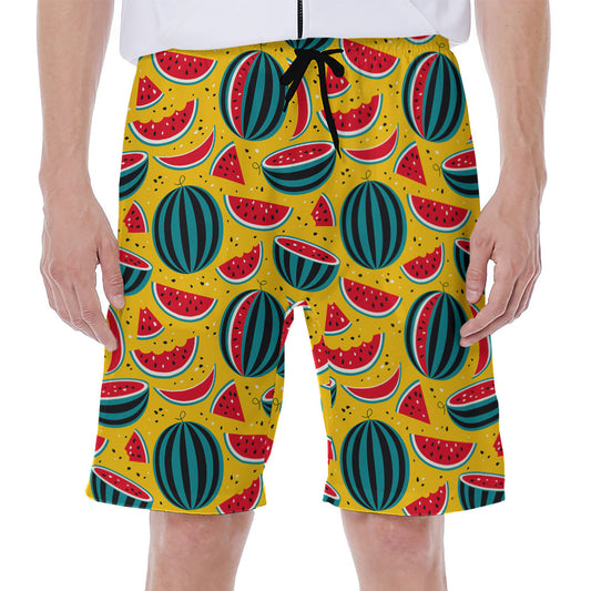 Yellow Watermelon Pieces Pattern Print Men's Beach Shorts