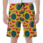 Yellow Watermelon Pieces Pattern Print Men's Beach Shorts
