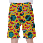Yellow Watermelon Pieces Pattern Print Men's Beach Shorts