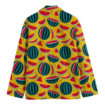 Yellow Watermelon Pieces Pattern Print Men's Blazer