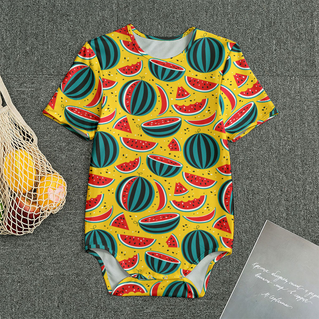 Yellow Watermelon Pieces Pattern Print Men's Bodysuit