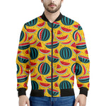Yellow Watermelon Pieces Pattern Print Men's Bomber Jacket