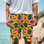 Yellow Watermelon Pieces Pattern Print Men's Cargo Shorts