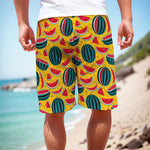 Yellow Watermelon Pieces Pattern Print Men's Cargo Shorts