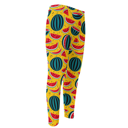 Yellow Watermelon Pieces Pattern Print Men's Compression Pants
