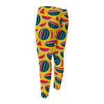 Yellow Watermelon Pieces Pattern Print Men's Compression Pants