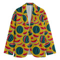 Yellow Watermelon Pieces Pattern Print Men's Cotton Blazer