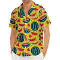 Yellow Watermelon Pieces Pattern Print Men's Deep V-Neck Shirt