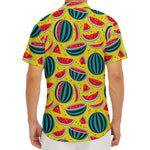 Yellow Watermelon Pieces Pattern Print Men's Deep V-Neck Shirt