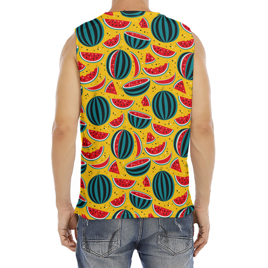 Yellow Watermelon Pieces Pattern Print Men's Fitness Tank Top