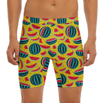 Yellow Watermelon Pieces Pattern Print Men's Long Boxer Briefs