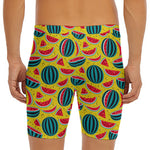 Yellow Watermelon Pieces Pattern Print Men's Long Boxer Briefs