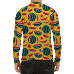 Yellow Watermelon Pieces Pattern Print Men's Long Sleeve Rash Guard