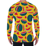 Yellow Watermelon Pieces Pattern Print Men's Long Sleeve T-Shirt