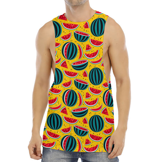 Yellow Watermelon Pieces Pattern Print Men's Muscle Tank Top