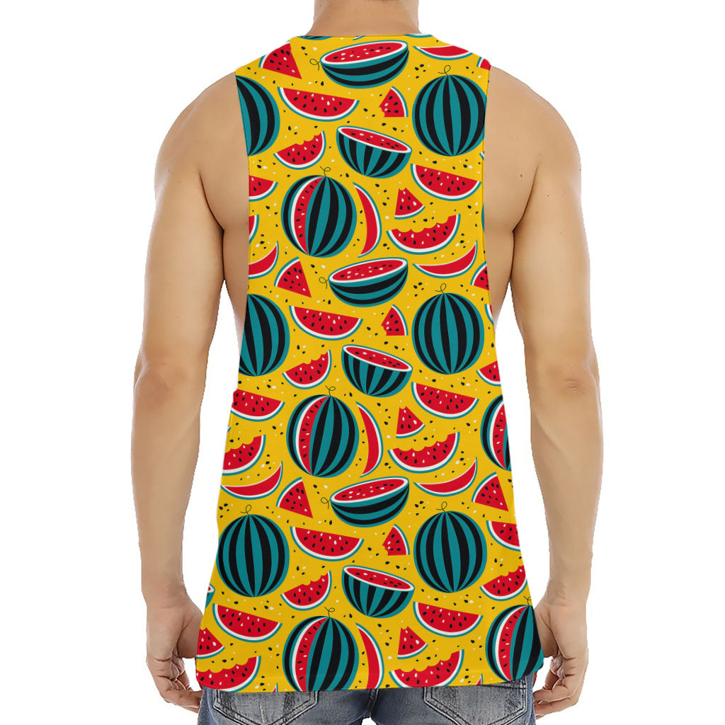 Yellow Watermelon Pieces Pattern Print Men's Muscle Tank Top