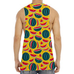 Yellow Watermelon Pieces Pattern Print Men's Muscle Tank Top