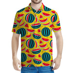 Yellow Watermelon Pieces Pattern Print Men's Polo Shirt