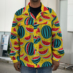 Yellow Watermelon Pieces Pattern Print Men's Shirt Jacket