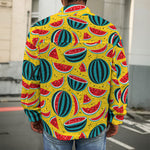 Yellow Watermelon Pieces Pattern Print Men's Shirt Jacket