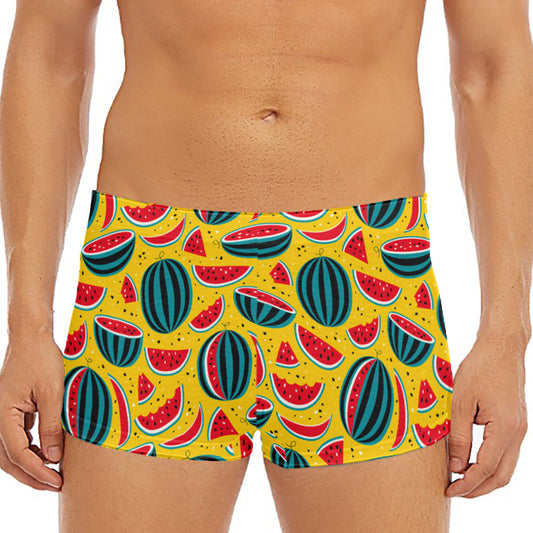 Yellow Watermelon Pieces Pattern Print Men's Short Boxer Briefs