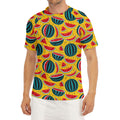 Yellow Watermelon Pieces Pattern Print Men's Short Sleeve Rash Guard