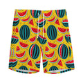 Yellow Watermelon Pieces Pattern Print Men's Athletic Shorts