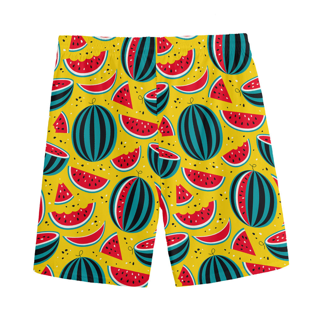 Yellow Watermelon Pieces Pattern Print Men's Sports Shorts