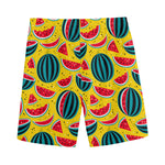 Yellow Watermelon Pieces Pattern Print Men's Sports Shorts