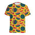 Yellow Watermelon Pieces Pattern Print Men's Athletic T-Shirt
