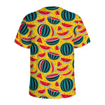 Yellow Watermelon Pieces Pattern Print Men's Sports T-Shirt