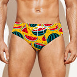 Yellow Watermelon Pieces Pattern Print Men's Swim Briefs