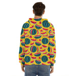 Yellow Watermelon Pieces Pattern Print Men's Velvet Pullover Hoodie
