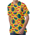 Yellow Watermelon Pieces Pattern Print Men's Velvet T-Shirt