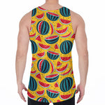Yellow Watermelon Pieces Pattern Print Men's Velvet Tank Top