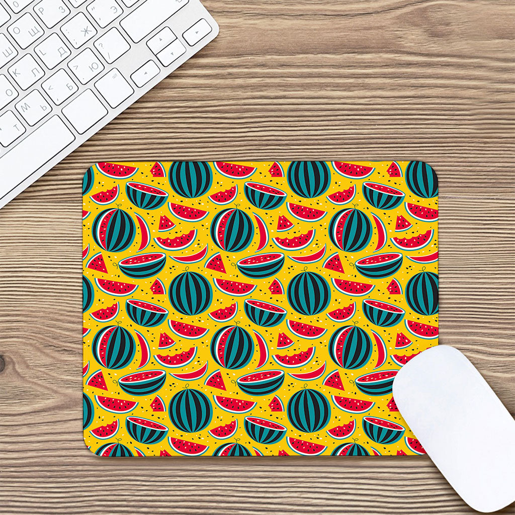 Yellow Watermelon Pieces Pattern Print Mouse Pad